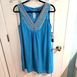 Luxology Boho Embroidered Turquoise Dress Women’s Size S